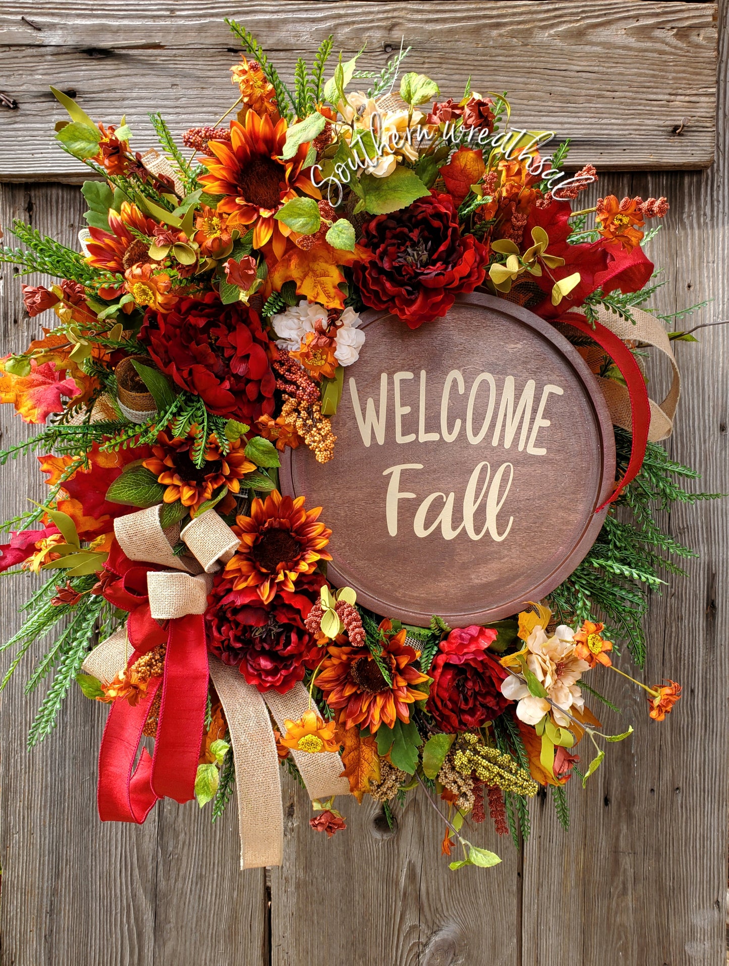 Deluxe Fall Floral Door Wreath- Welcome Fall