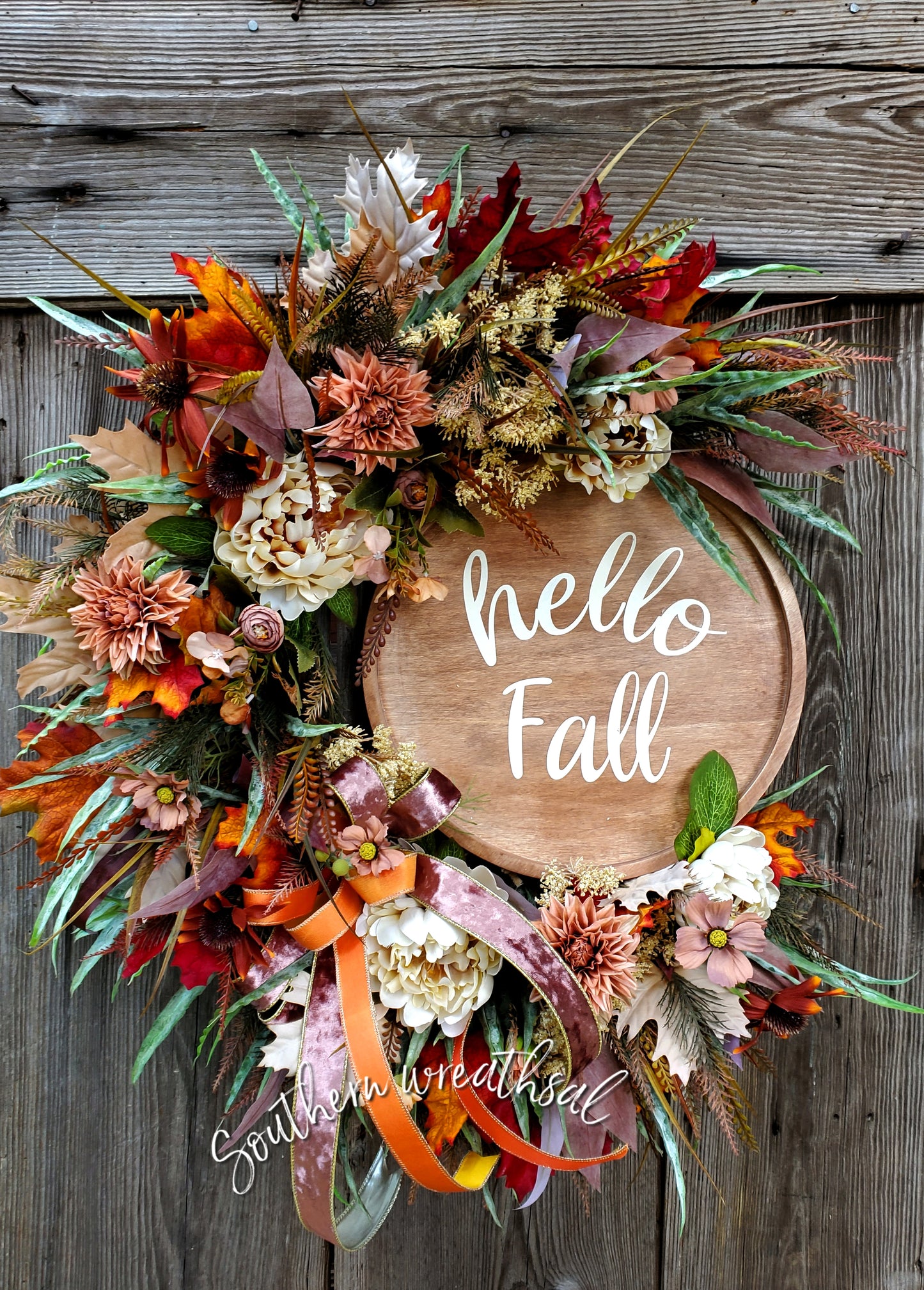 hello Fall Floral Grapevine Door Wreath