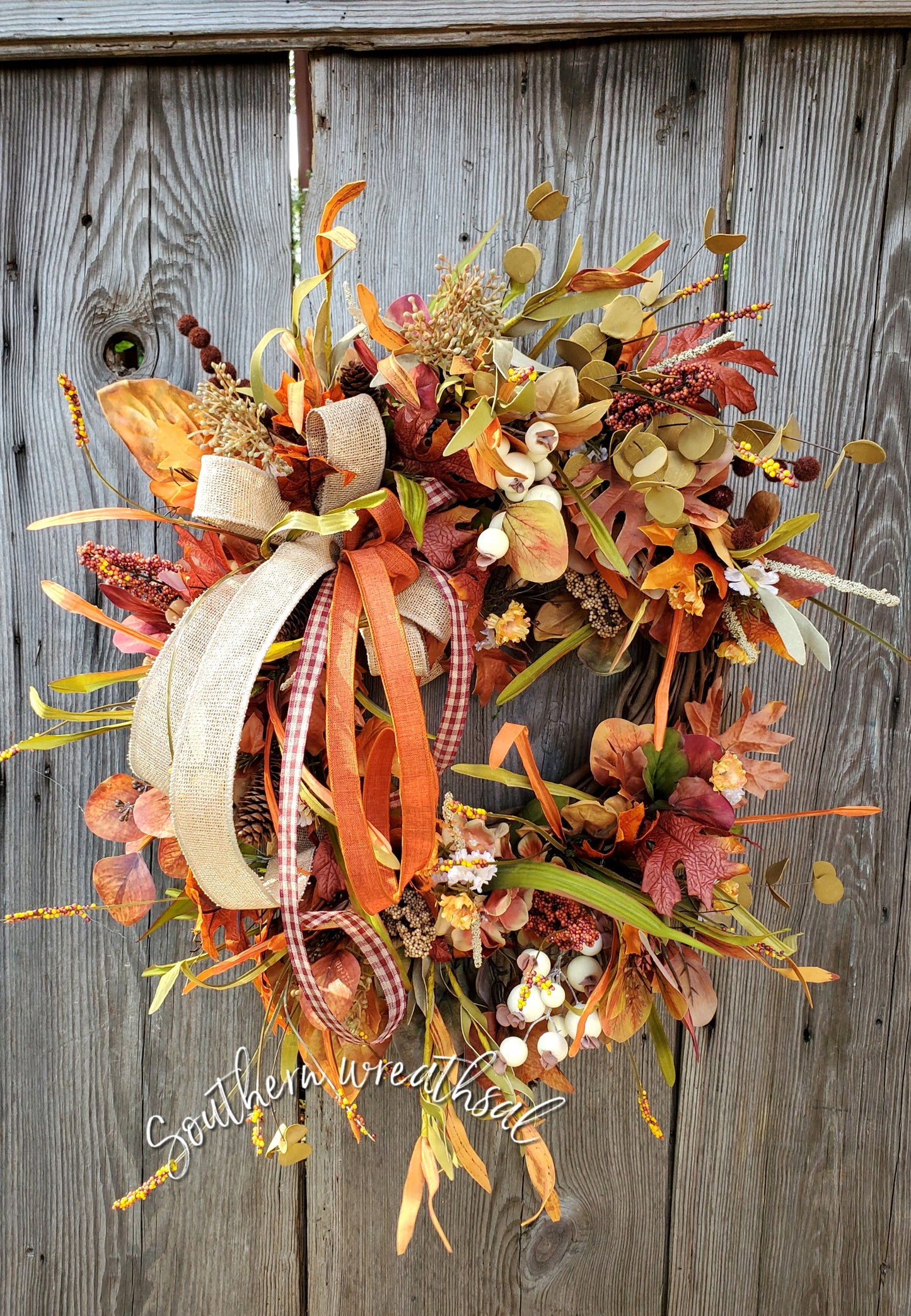 Rustic Farmhouse Fall Grapevine Front Door Wreath