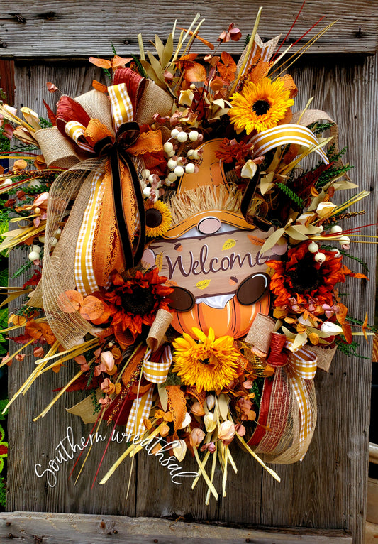 Fall Gnome Welcome Door Wreath