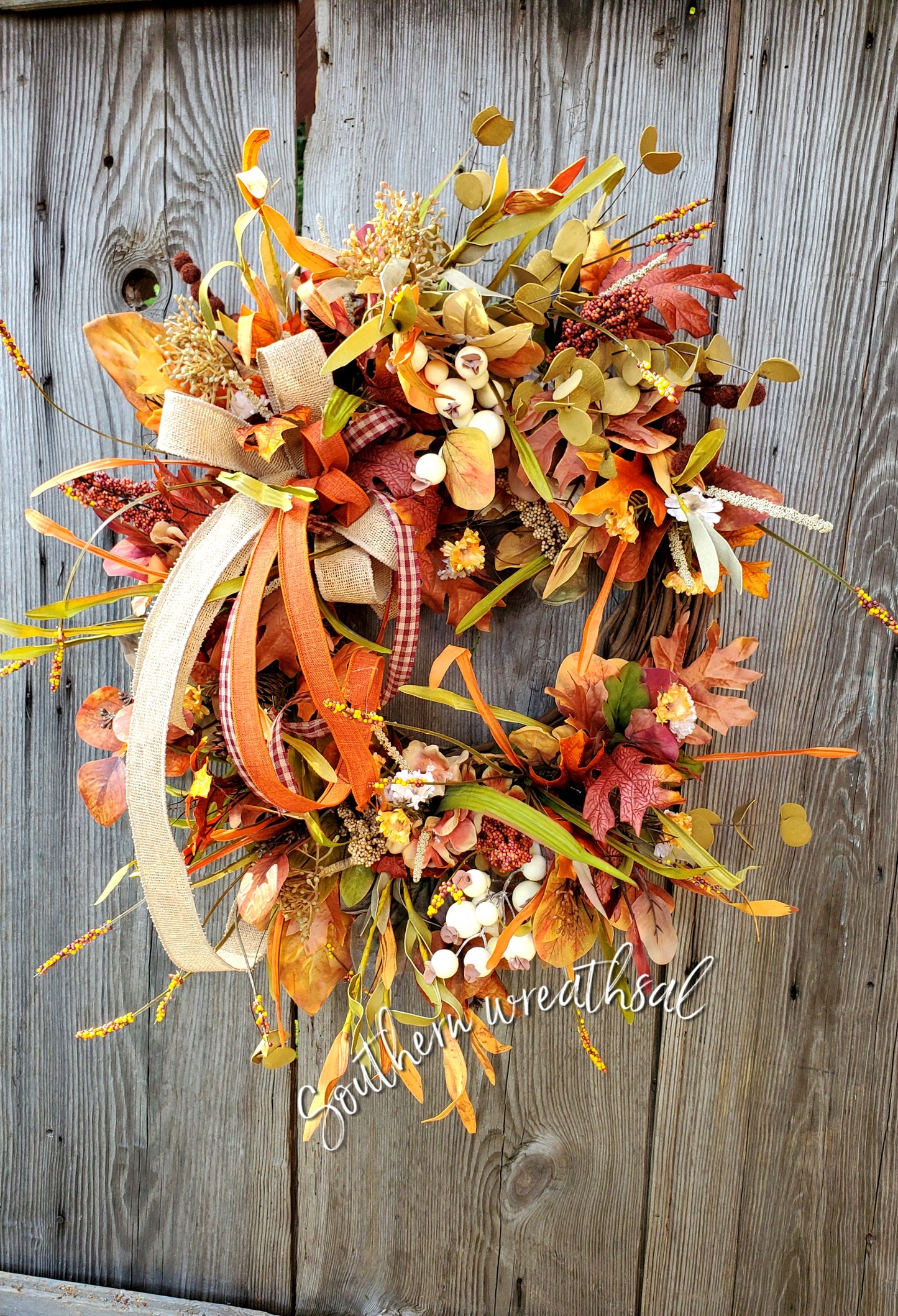 Rustic Farmhouse Fall Grapevine Front Door Wreath