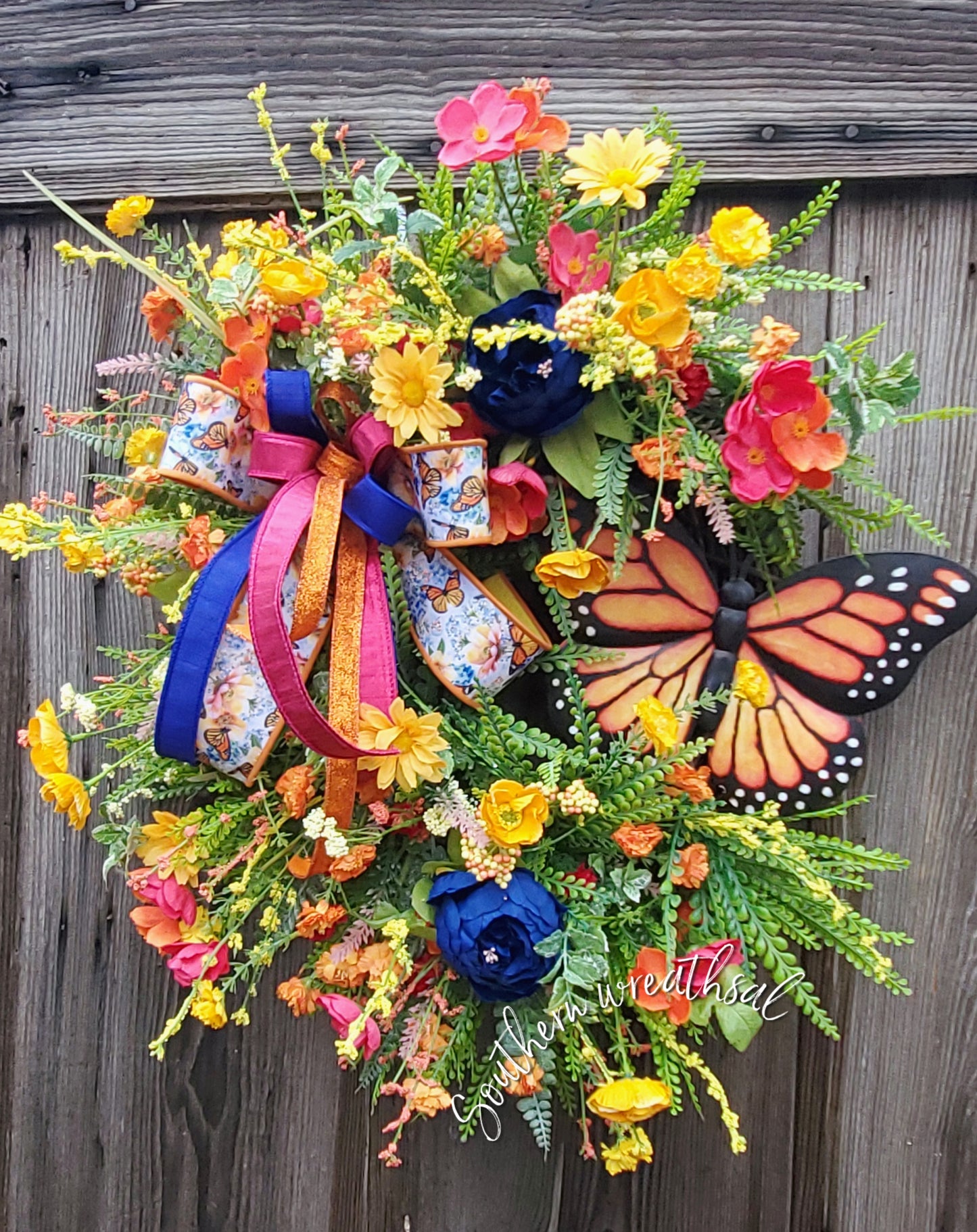 Spring Monarch Butterfly Grapevine Door Wreath