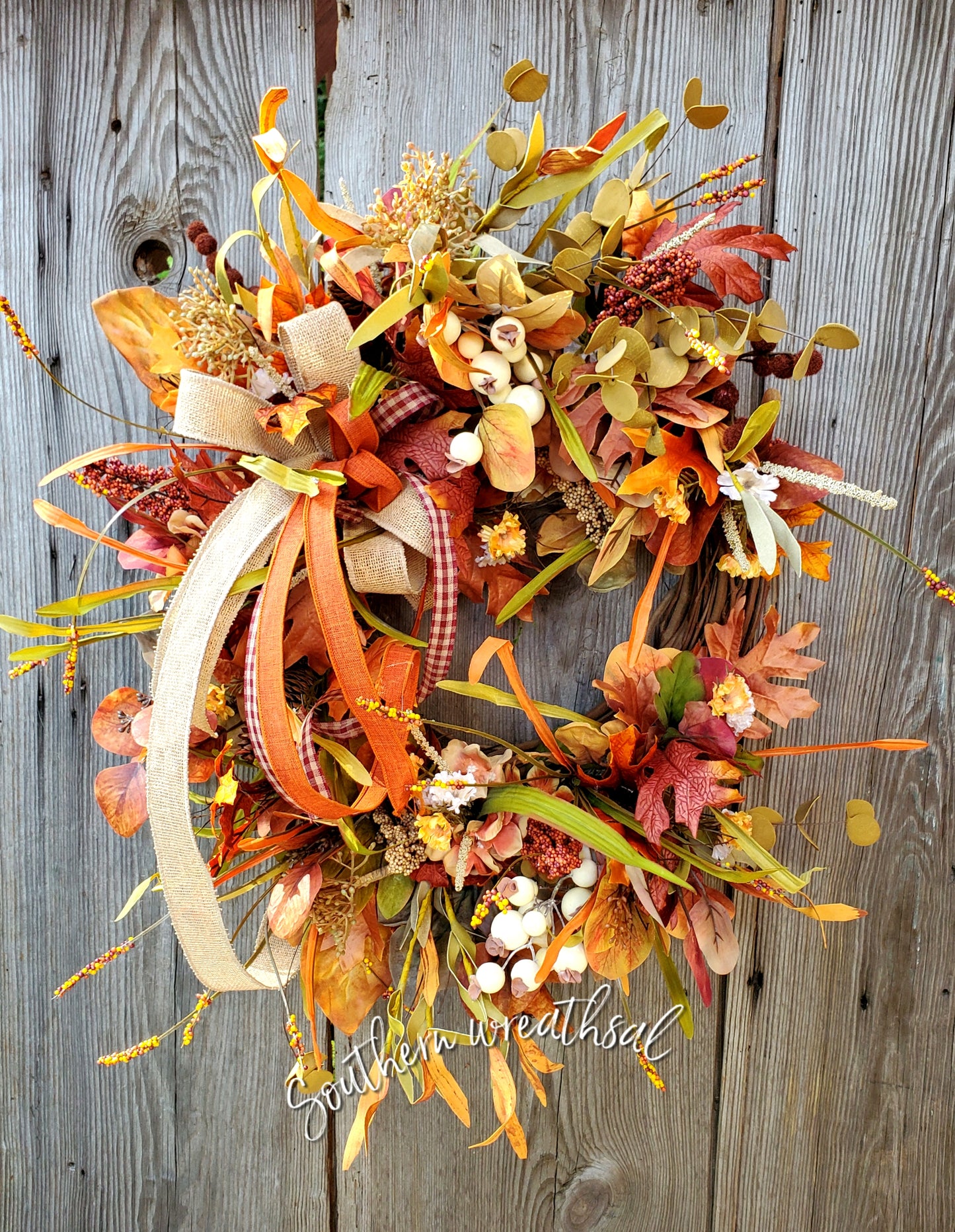 Rustic Farmhouse Fall Grapevine Front Door Wreath