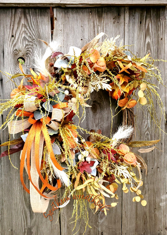 Fall Deluxe Grapevine Floral Wreath