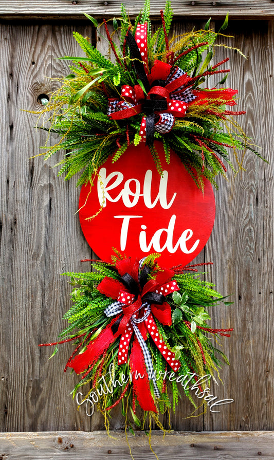 Alabama Roll Tide Football Door Hanger Wreath