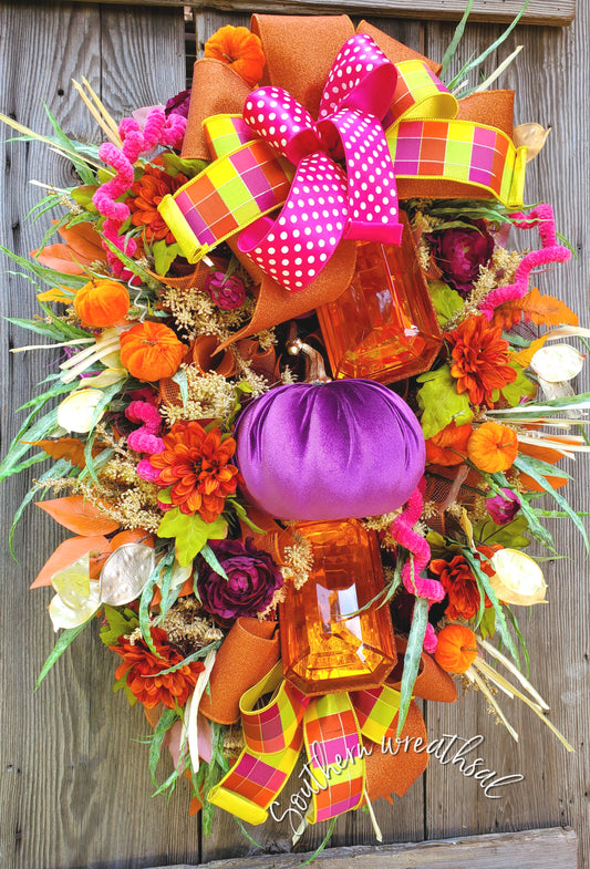 Fall Orange Jewel Colorful Door Swag