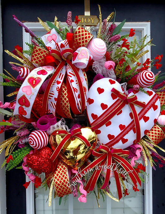 Valentine's Day Double Heart Door Wreath