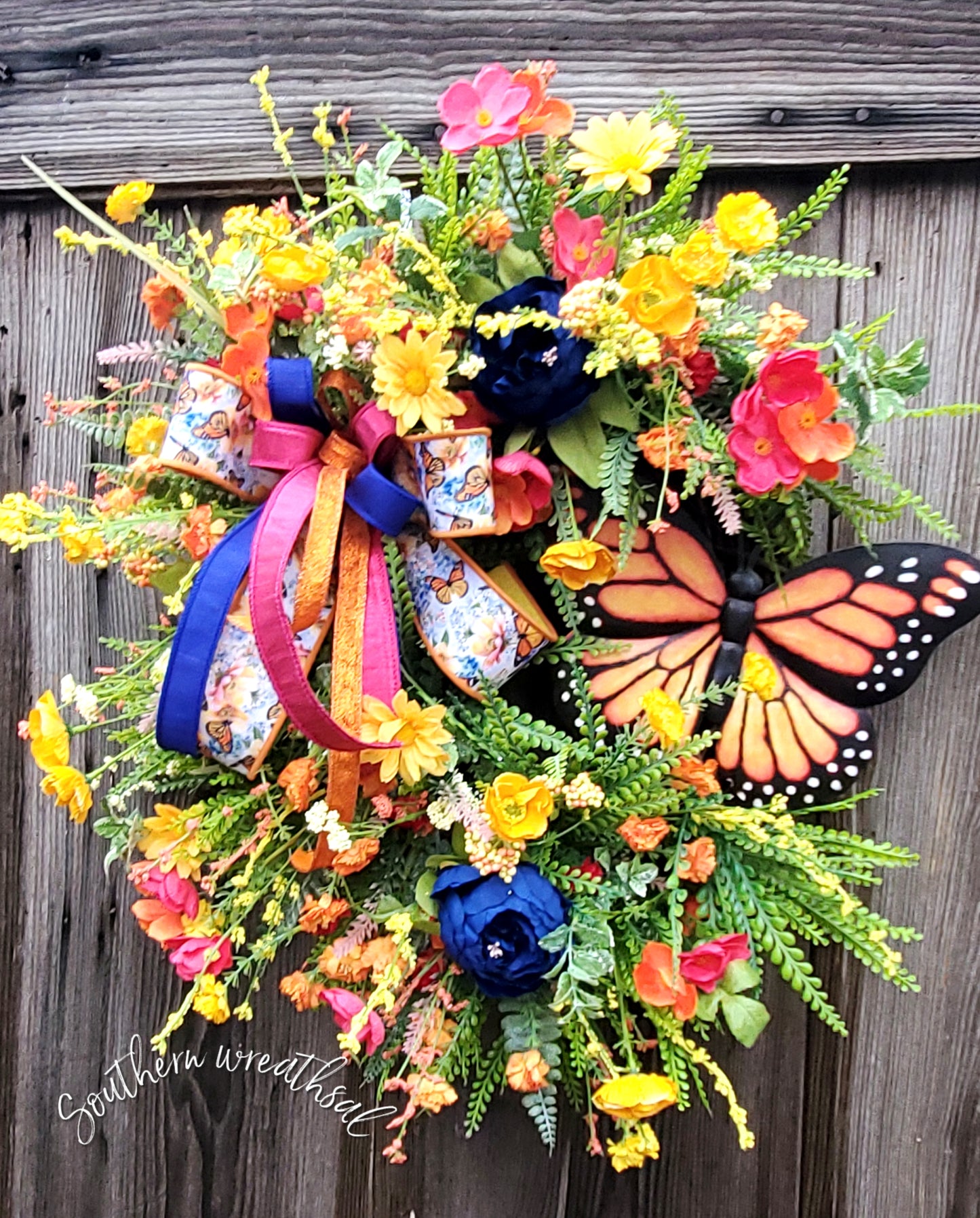 Spring Monarch Butterfly Grapevine Door Wreath