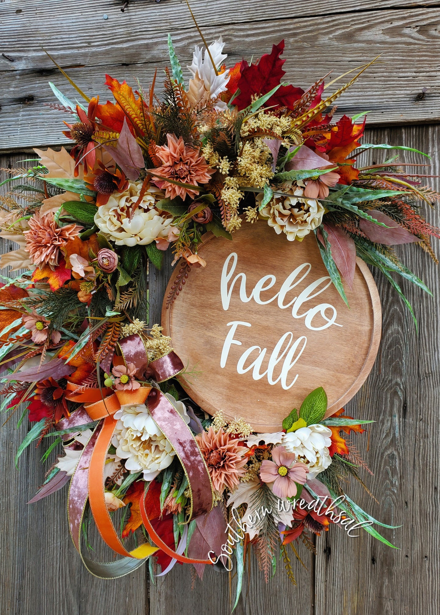 hello Fall Floral Grapevine Door Wreath