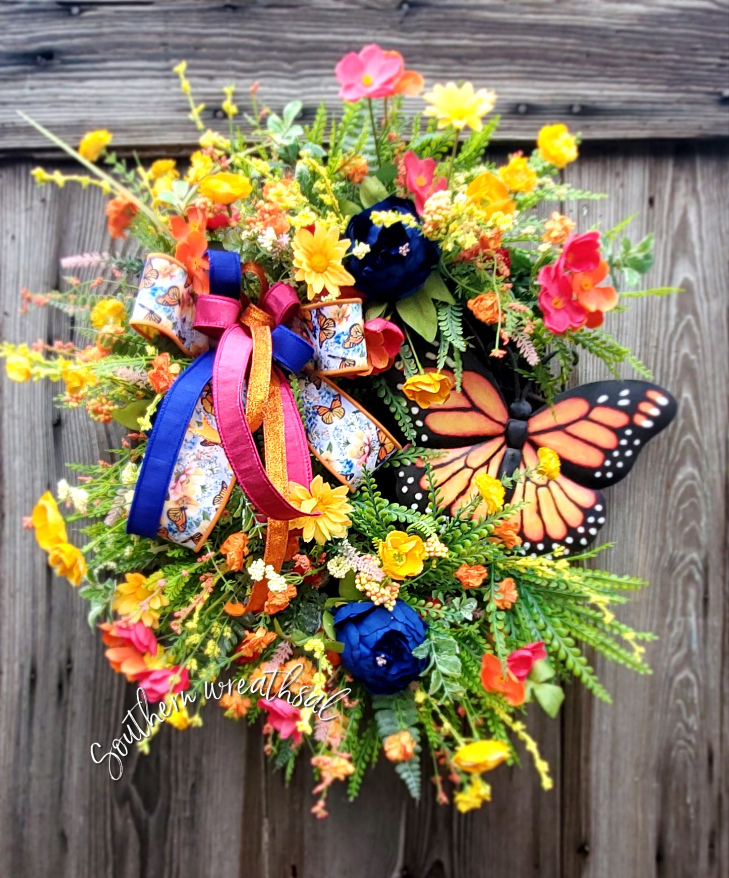 Spring Monarch Butterfly Grapevine Door Wreath