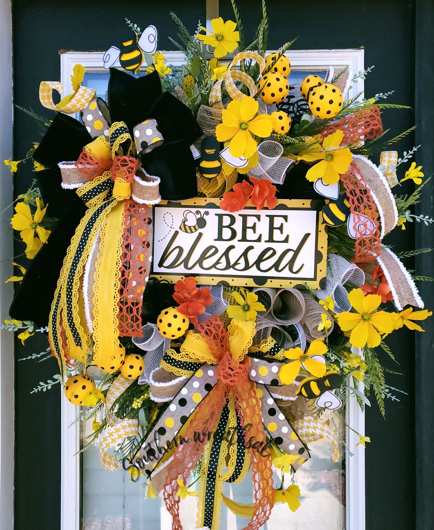 Bee Blessed Spring Door Wreath