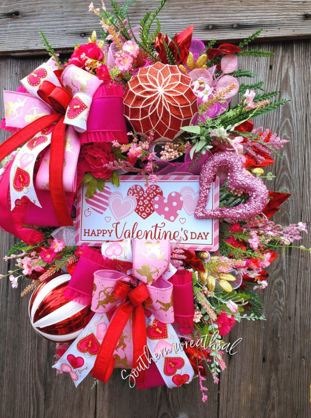 Happy Valentine's Day Door Swag Wreath- Deluxe