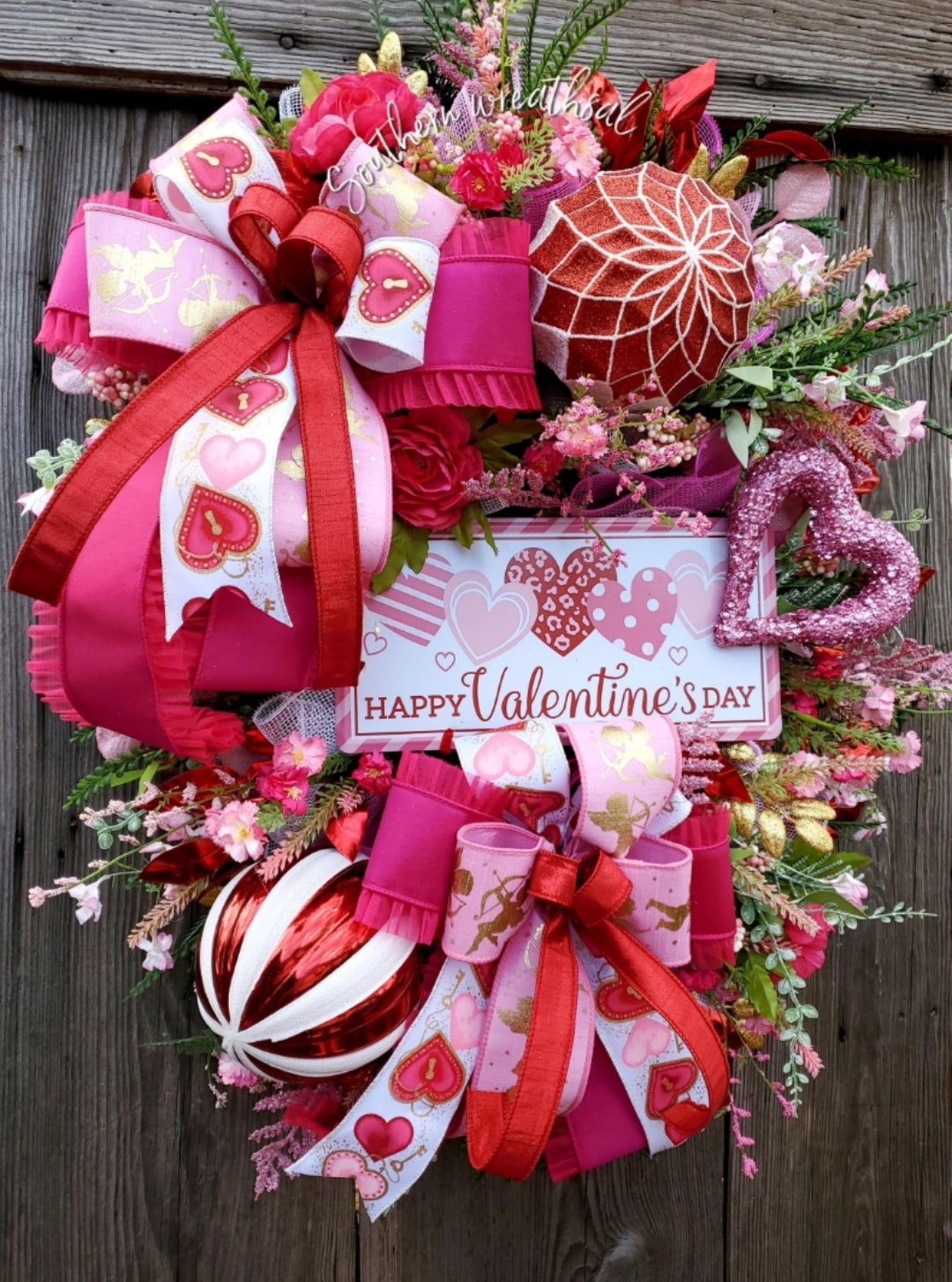 Happy Valentine's Day Door Swag Wreath- Deluxe