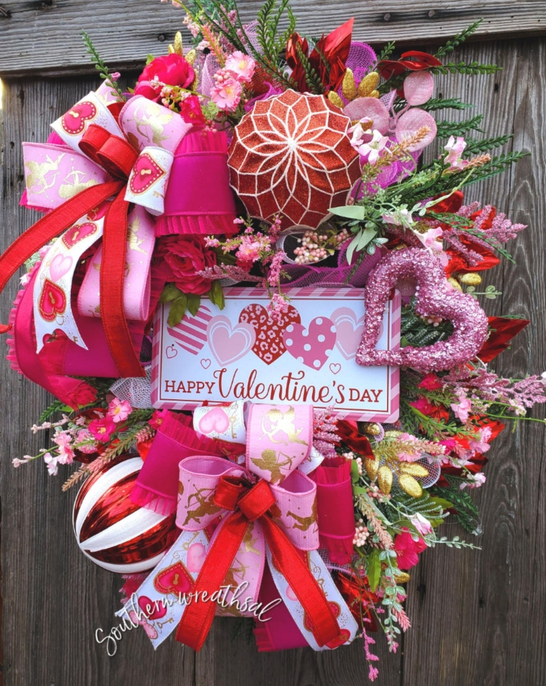 Happy Valentine's Day Door Swag Wreath- Deluxe