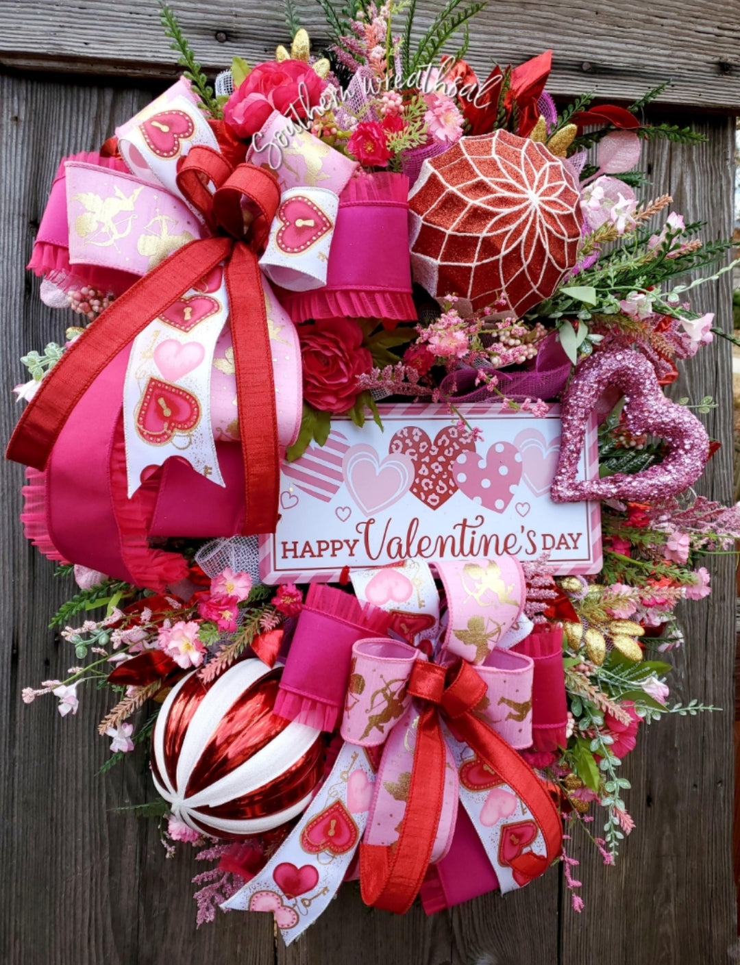 Happy Valentine's Day Door Swag Wreath- Deluxe